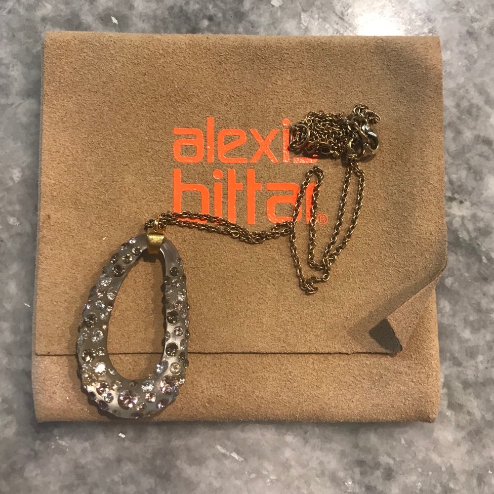 Alexis Bittar crystal pendant and lucite bangle